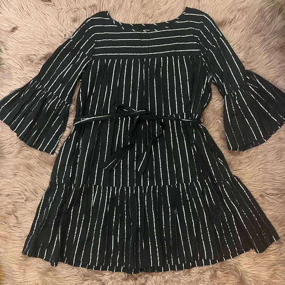Striped Black & Silver Holiday Dress - Picture 1 of 5